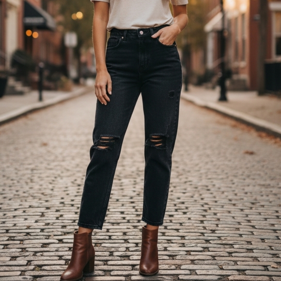 🖤 Distressed Black Skinny Jeans - Picture 1 of 5